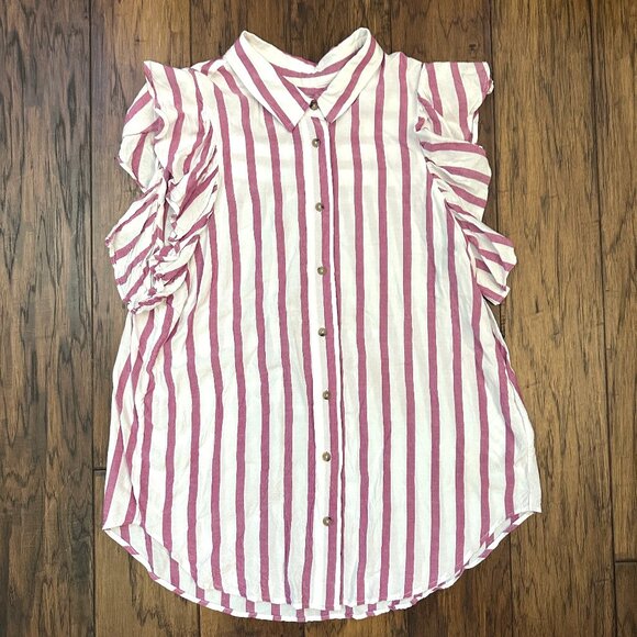 Maeve Stripe Sleeveless Button-Down Top - Picture 1 of 4